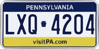 PA license plate LXQ4204