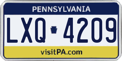 PA license plate LXQ4209