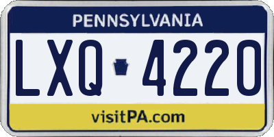 PA license plate LXQ4220