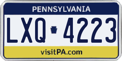 PA license plate LXQ4223
