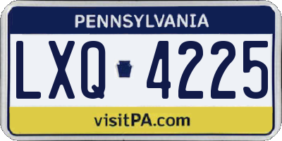 PA license plate LXQ4225