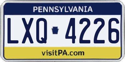 PA license plate LXQ4226