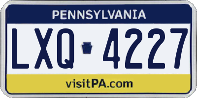 PA license plate LXQ4227