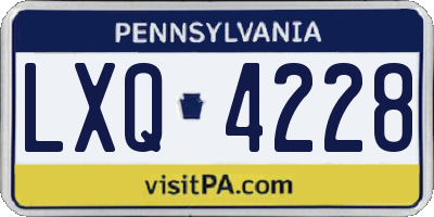 PA license plate LXQ4228