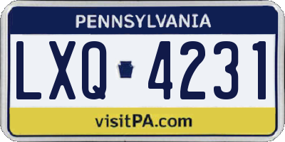 PA license plate LXQ4231