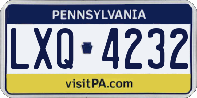 PA license plate LXQ4232