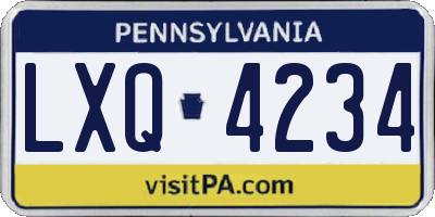 PA license plate LXQ4234