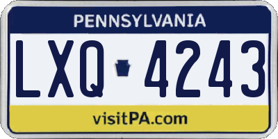 PA license plate LXQ4243