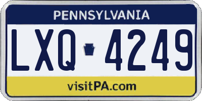 PA license plate LXQ4249