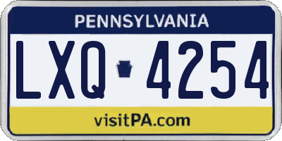 PA license plate LXQ4254