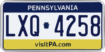 PA license plate LXQ4258