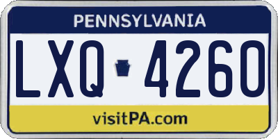 PA license plate LXQ4260