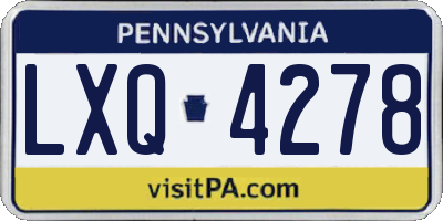 PA license plate LXQ4278
