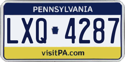 PA license plate LXQ4287
