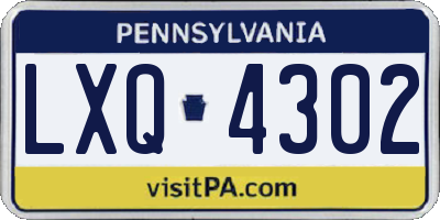 PA license plate LXQ4302