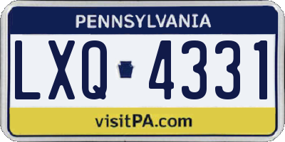 PA license plate LXQ4331