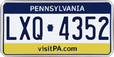 PA license plate LXQ4352