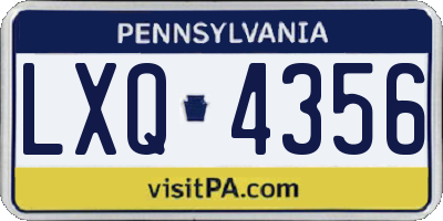 PA license plate LXQ4356
