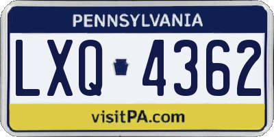 PA license plate LXQ4362