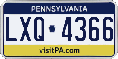PA license plate LXQ4366