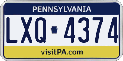 PA license plate LXQ4374