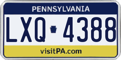 PA license plate LXQ4388