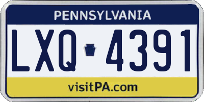 PA license plate LXQ4391