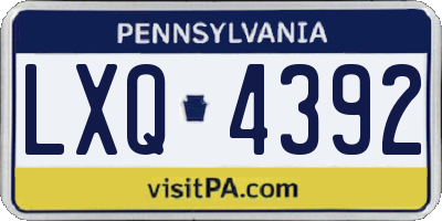 PA license plate LXQ4392