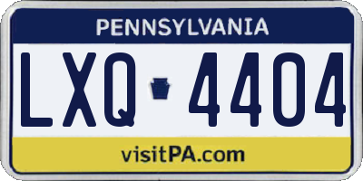 PA license plate LXQ4404