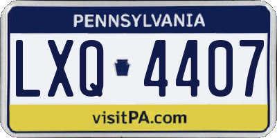 PA license plate LXQ4407