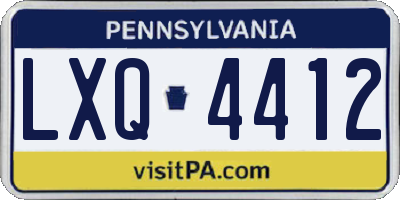 PA license plate LXQ4412