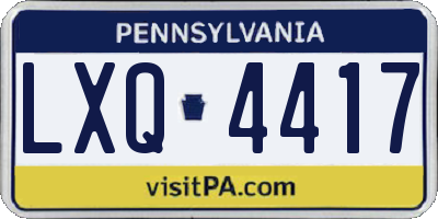 PA license plate LXQ4417