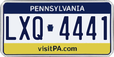 PA license plate LXQ4441