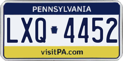PA license plate LXQ4452