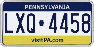 PA license plate LXQ4458