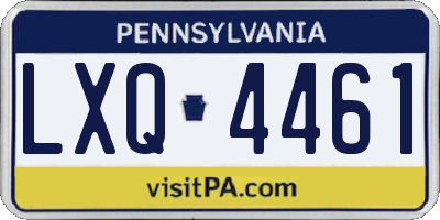 PA license plate LXQ4461