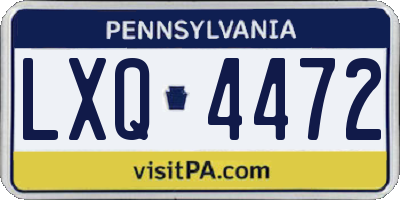 PA license plate LXQ4472