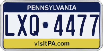 PA license plate LXQ4477
