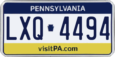 PA license plate LXQ4494