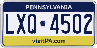 PA license plate LXQ4502