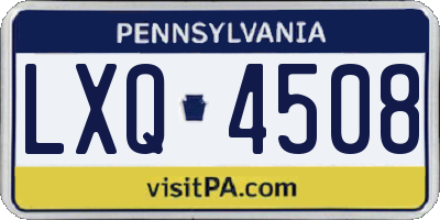 PA license plate LXQ4508