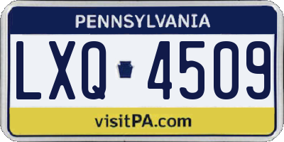 PA license plate LXQ4509