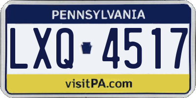 PA license plate LXQ4517