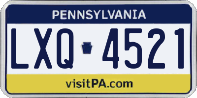 PA license plate LXQ4521