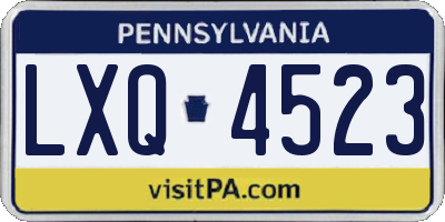 PA license plate LXQ4523