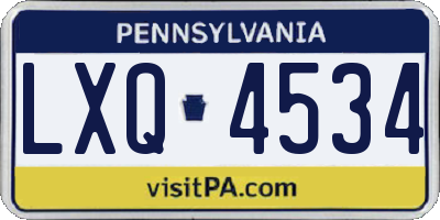 PA license plate LXQ4534