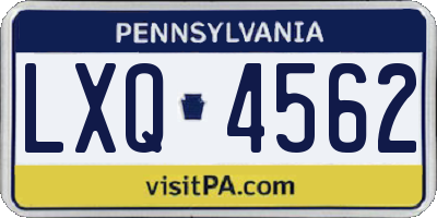 PA license plate LXQ4562
