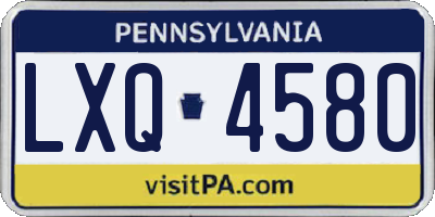 PA license plate LXQ4580
