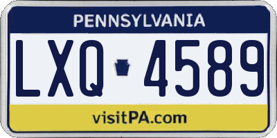 PA license plate LXQ4589