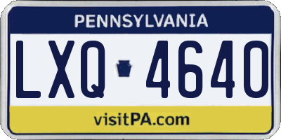 PA license plate LXQ4640